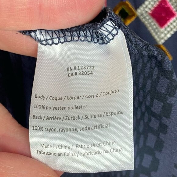 Anthropologie Bohemian Embroidered Tunic One September Size Small Blue Boho‎ Top - Picture 7 of 14